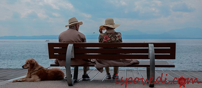 одинокая пожилая пара у моря